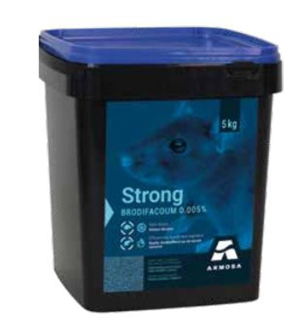 STRONG (BRODIFACOUM 0.005%) RAT BAIT GRAIN 5KG BUCKET