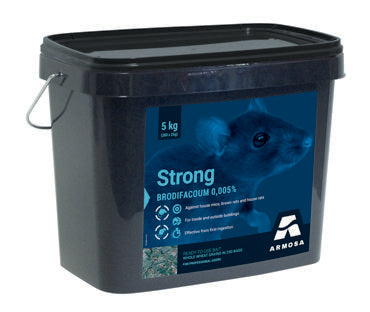 STRONG (BRODIFACOUM 0.005%) RAT BAIT GRAIN 5KG SACHETS(25G)