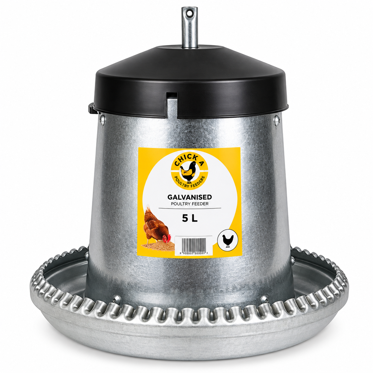 Chick’A 5L Galvanised Poultry Feeder with Plastic Cover – Outdoor Chicken & Game Bird Feeder