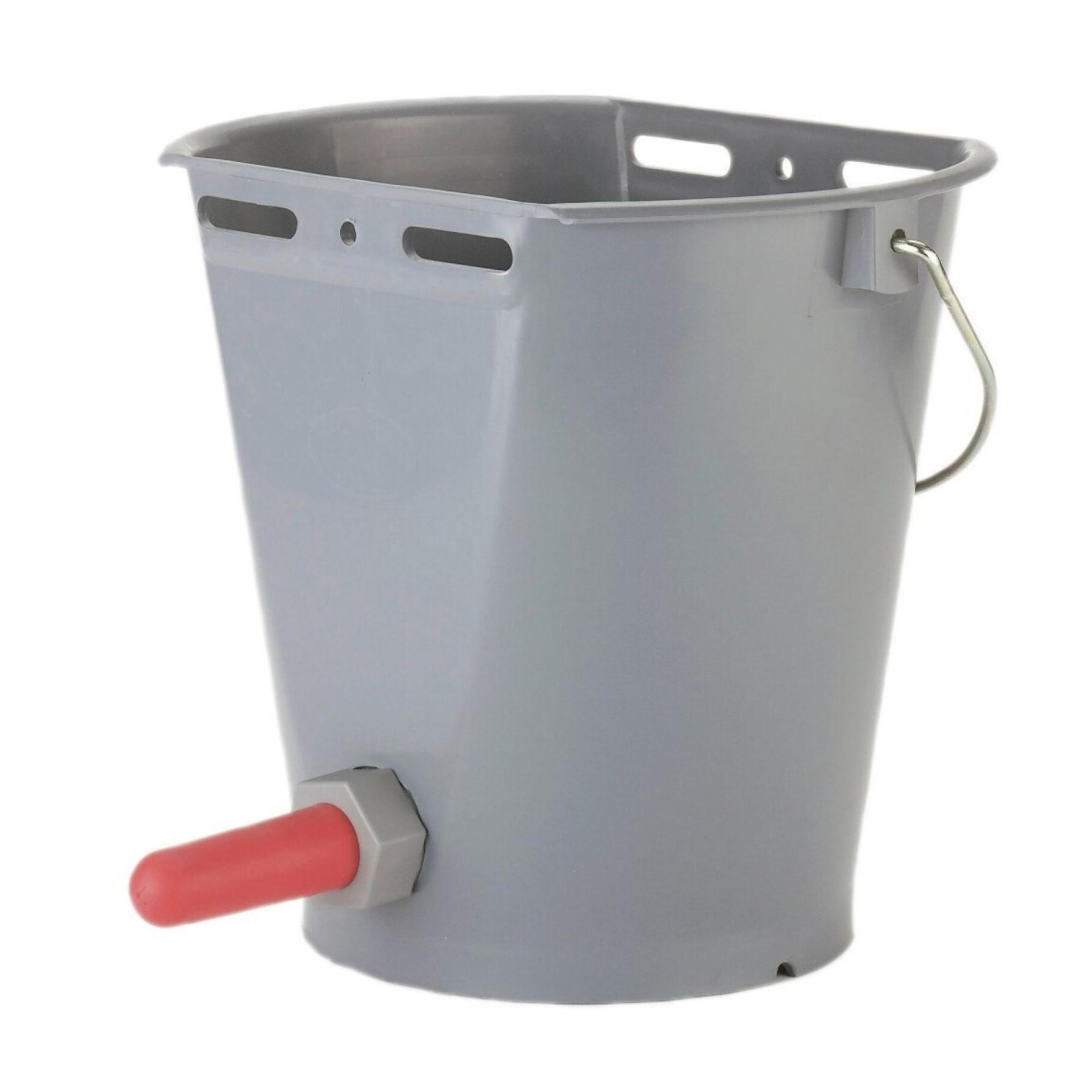 Hiko Calf Bucket 9Ltr Grey + Ballvalve + Teat